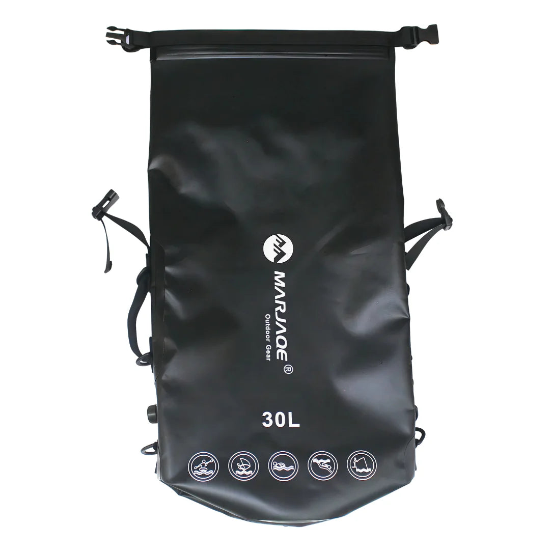 Sac à dos étanche 30L IPX7 flottant noir avec fermeture roll-top et sangles latérales