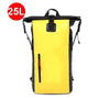 Sac à dos étanche de rafting jaune et noir 25L avec poche zippée verticale extérieure