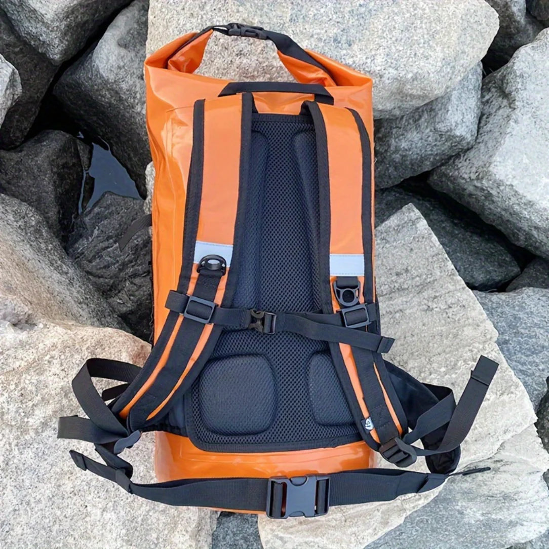 Sac à dos étanche de trail 30L orange avec filet noir et sangles