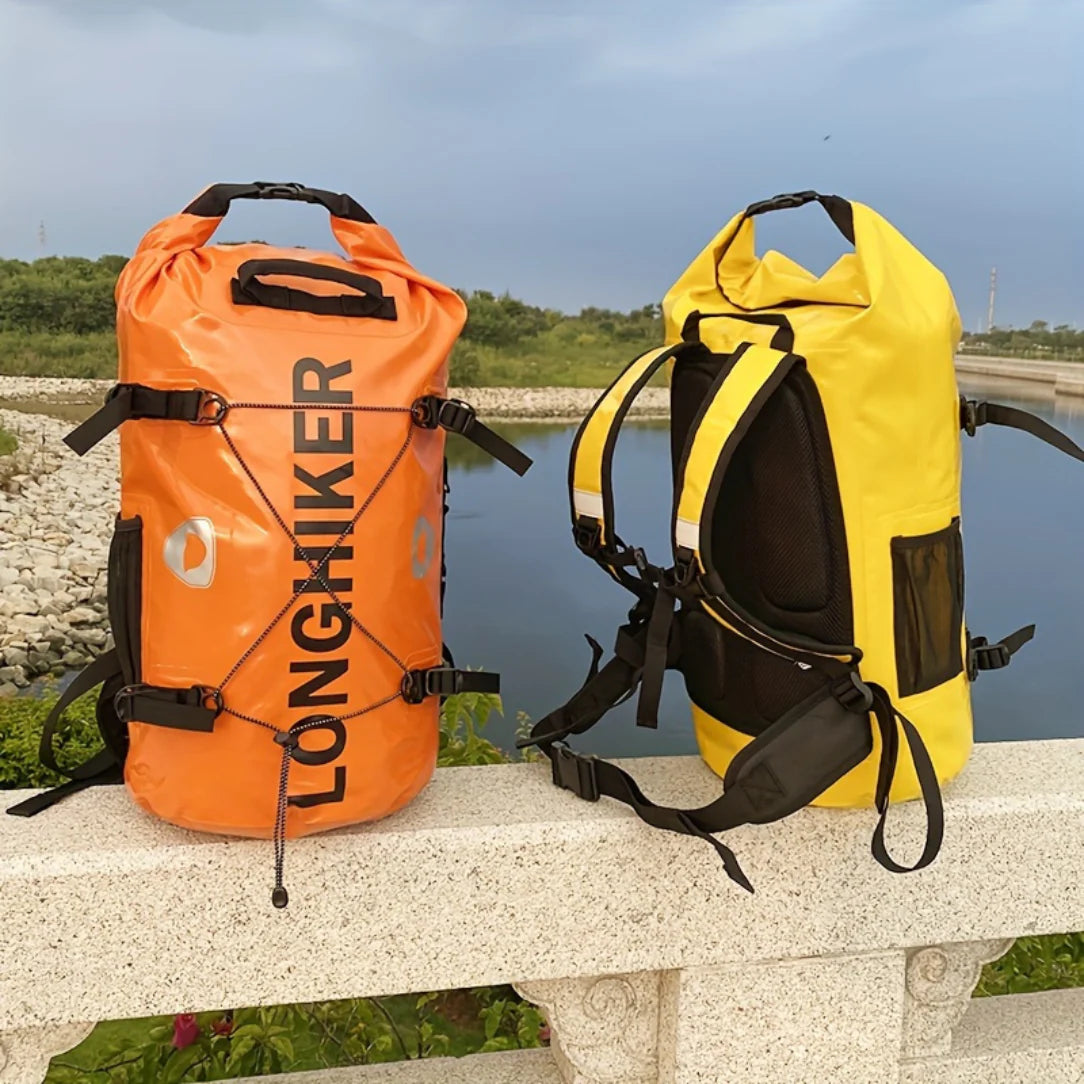 Sac à dos étanche de trail 30L orange et jaune avec sangles noires