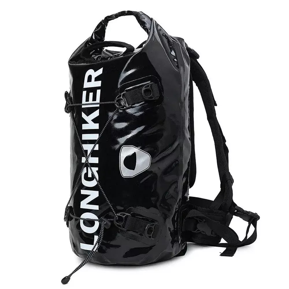 Sac à dos étanche de trail 30L avec finition noire brillante et cordons extérieurs
