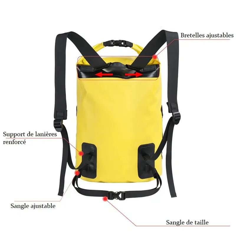 Sac à dos étanche femme jaune avec bretelles réglables pour femme