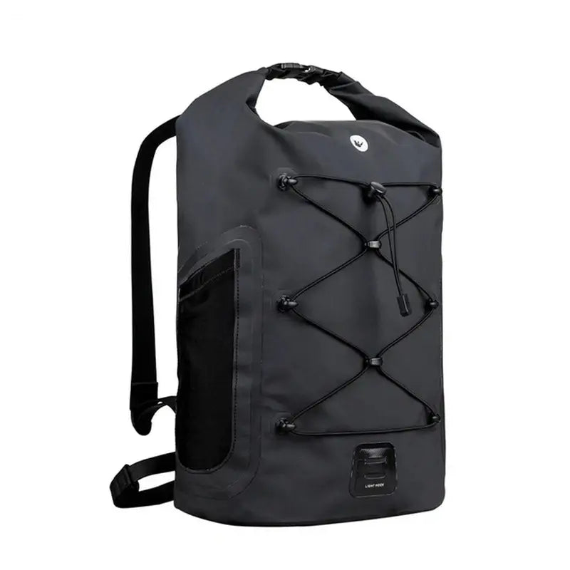 Sac à dos étanche femme noir avec cordons de serrage et design imperméable