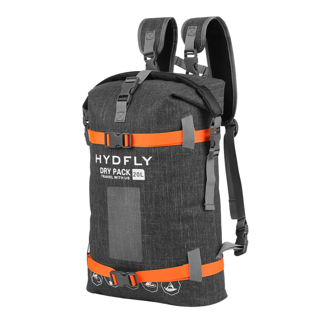 Sac à dos étanche Hydfly gris foncé avec sangles orange vives