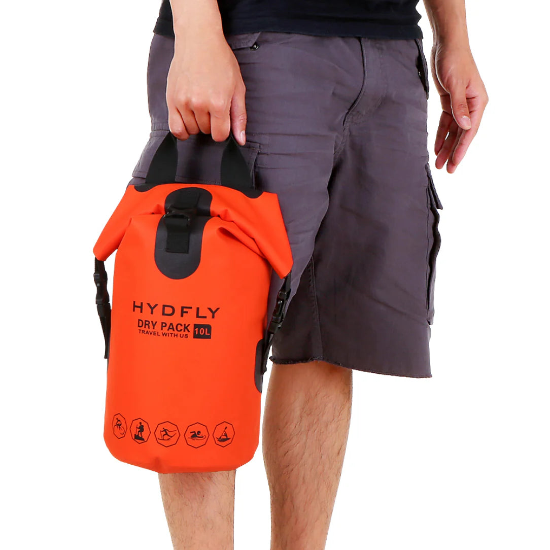 Sac à dos étanche Hydfly orange vif 10L avec accents noirs