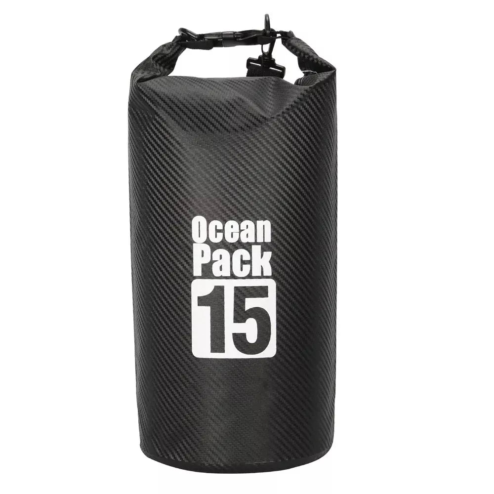 Sac à dos étanche paddle avec motif en fibre de carbone, fermeture roulée et poignée