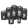 Collection de sept sacs étanches noirs pour paddle avec différentes capacités