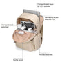 Sac à dos étudiant femme beige avec compartiments, poche pour ordinateur 15.6, waterproof