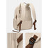 Sac à dos étudiant femme beige clair avec bretelles marron et fermetures éclair dorées