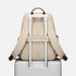 Sac à dos étudiant femme beige avec manchette de bagage et poignée en cuir marron