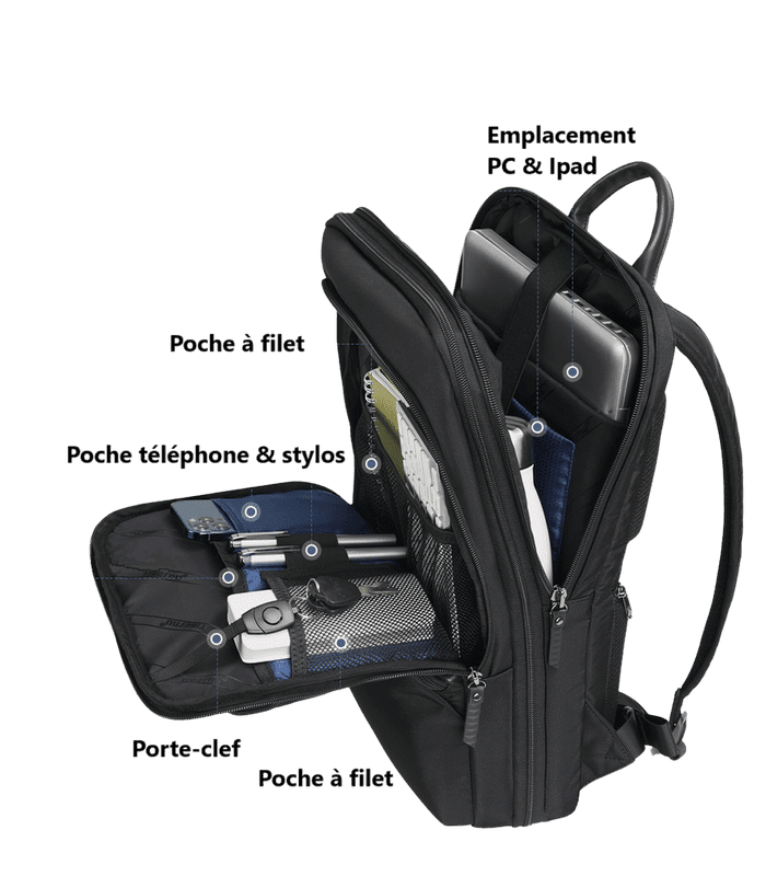 Sac à dos extensible ultra-fin 15,6 pouces StellarFlex