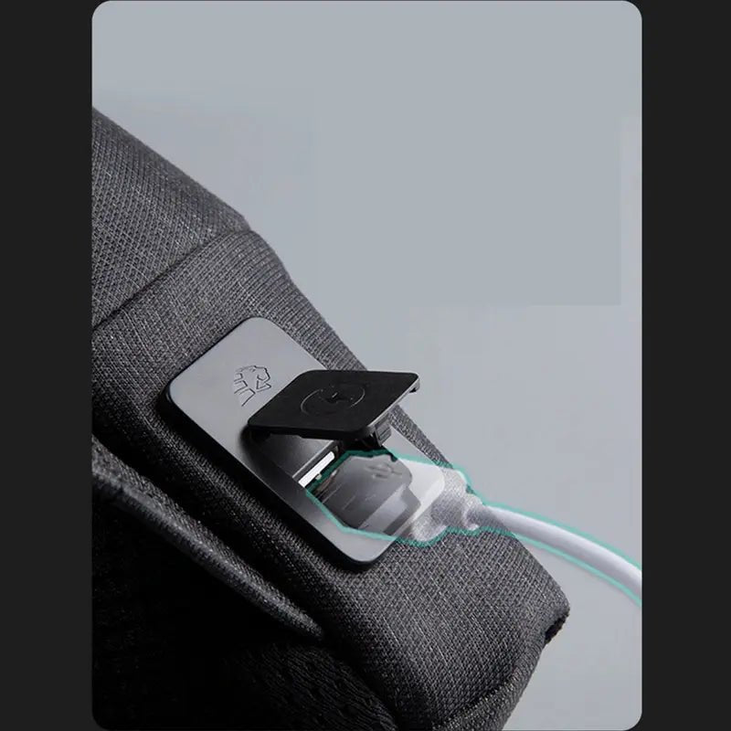 Sac à dos extra plat pour ordinateur gris foncé avec port de charge USB intégré