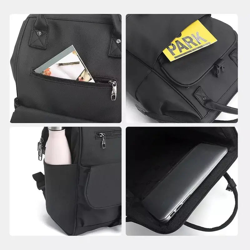 Sac à dos fashion noir avec plusieurs compartiments et poches pour tous vos objets