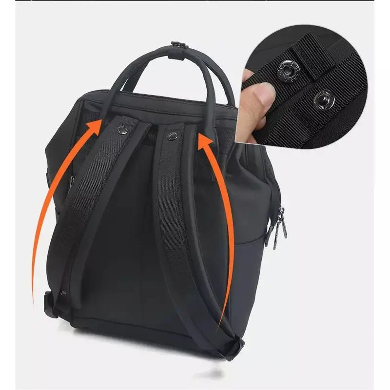 Sac à dos fashion noir avec bretelles convertibles et fermetures à clip