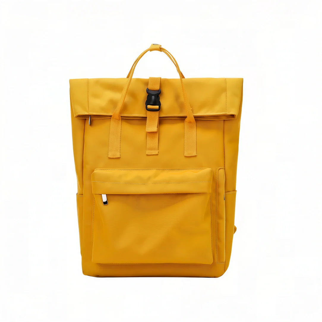 Sac à dos Fémina Escape jaune moutarde à enroulement et sangles ajustables