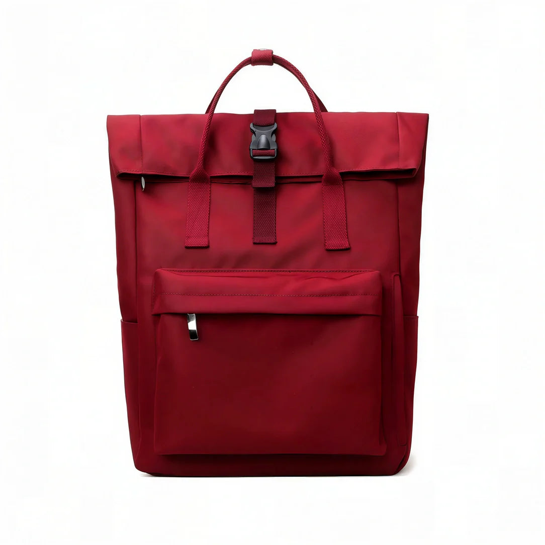 Sac à dos Fémina Escape rouge à enroulement avec accents noirs