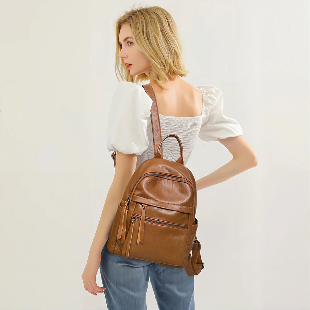 Sac à Dos Antivol en Cuir pour Femme - Mon Sac Antivol Sac à Dos Antivol en Cuir pour Femme - Mon Sac Antivol