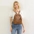 Femme avec sac à dos femme de ville en cuir marron à plusieurs compartiments zippés