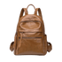 Sac à dos femme de ville en cuir brun faux avec plusieurs poches zippées