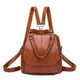 Sac à dos femme en cuir chic en faux cuir marron convertible avec bandoulière ajustable