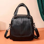 Sac à dos femme en cuir chic avec sacoche en faux cuir noir, poignées et bandoulière détachable