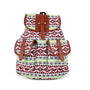 Sac à dos femme en toile imprimée avec bretelles en faux cuir marron et boucle