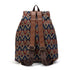 Sac à dos femme en toile imprimée avec motif tribal et bretelles en cuir marron