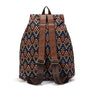 Sac à dos femme en toile imprimée avec motif tribal et bretelles en cuir marron