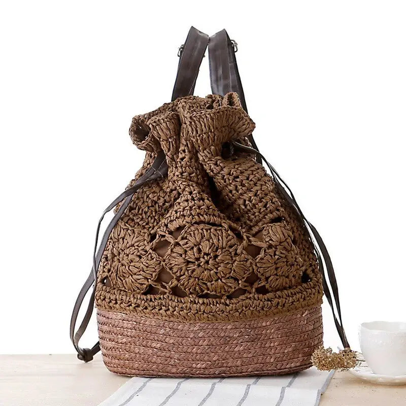 Sac à dos femme paille