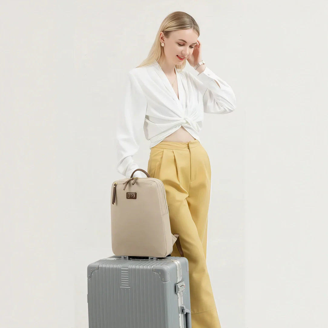 Sac à dos beige femme 14 pouces Transit avec accents noirs