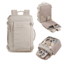 Sac à dos femme voyage cabine beige avec plusieurs compartiments pour vêtements, chaussures et électronique