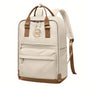 Sac à dos Golf Boréal crème avec accents marron et détails en cuir, fermeture centrale