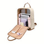 Sac à dos Golf Boréal en toile beige avec accents en cuir marron et multiples poches