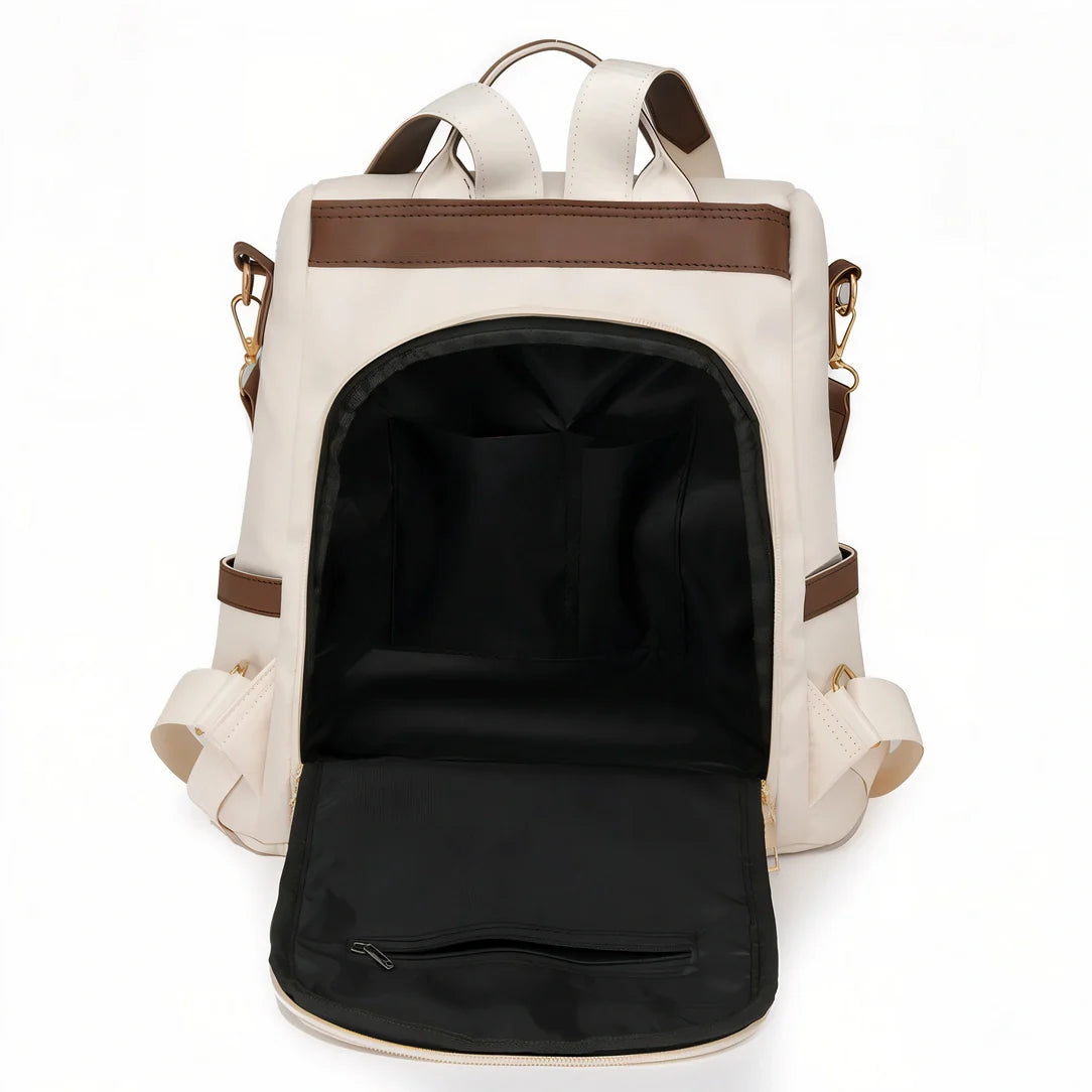 Sac à dos Graine d’Or crème avec accents marron et sangles ajustables