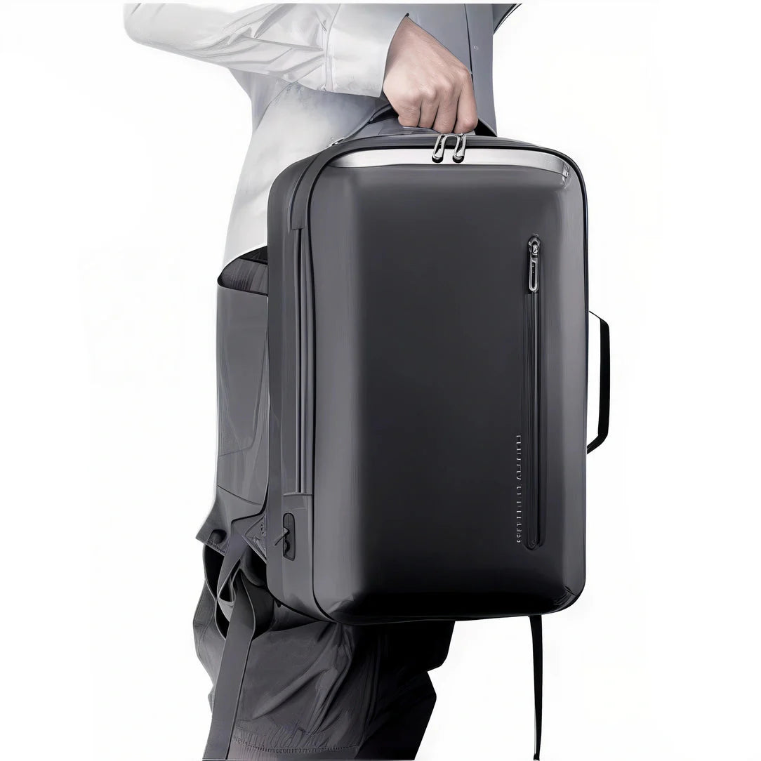 Sac à dos noir Herschel avec zip et poignée argentés