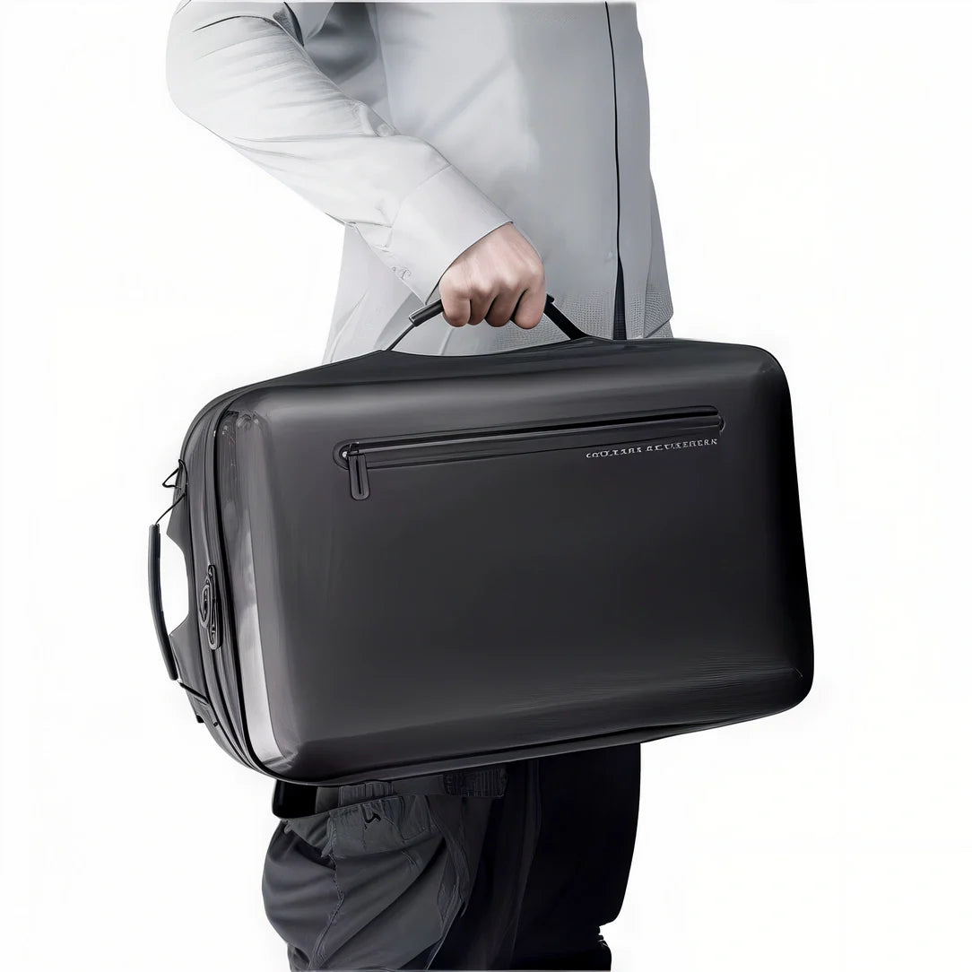 Sac à dos homme business en cuir noir avec anse et fermeture éclair