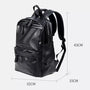 Sac à dos homme cuir noir avec multiples poches zippées et bretelles ajustables