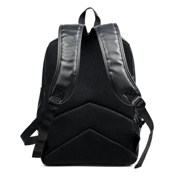 Sac à dos homme cuir noir avec bretelles rembourrées et panneau dorsal padding