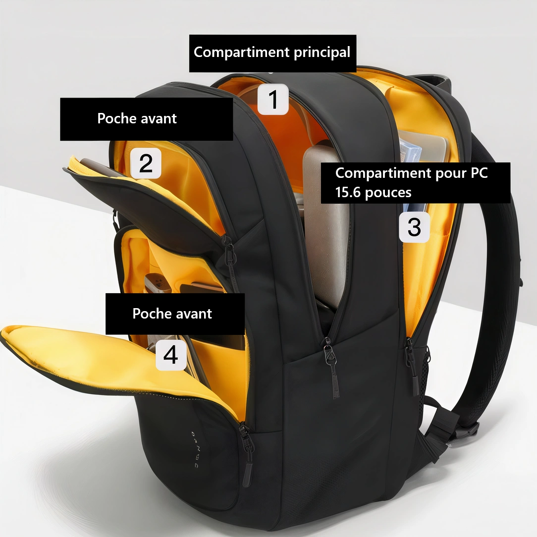 Sac à dos Dominus Xiaomi pour ordinateur portable 15.6 pouces noir et jaune