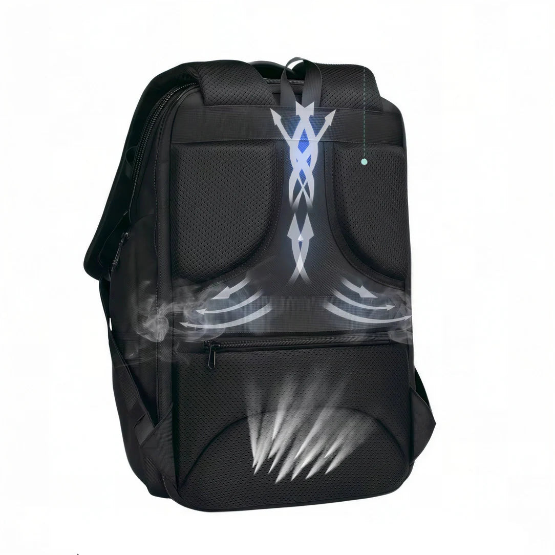 Sac à dos Ozuko Gen II noir à maille avec design bleu et blanc