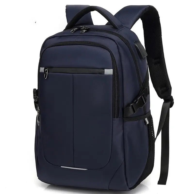 Sac à dos homme pour ordinateur portable en tissu bleu foncé avec compartiments zippés