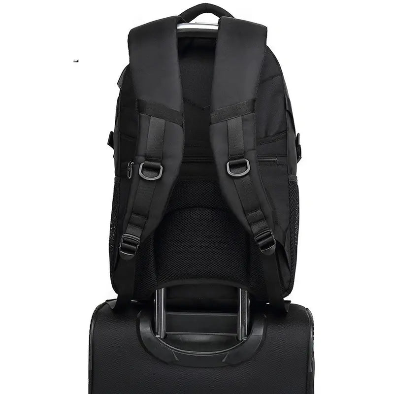 Sac à dos homme pour ordinateur portable noir avec bretelles rembourrées et passant trolley