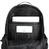 Sac à dos homme tendance noir ouvert avec un ordinateur portable et une tablette à l’intérieur