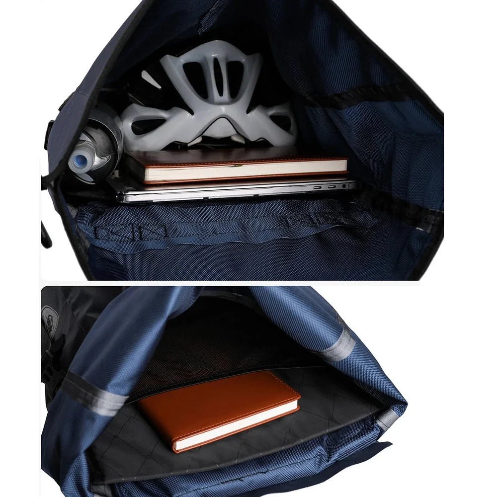 Sac à dos imperméable vélo sombre avec compartiments pour ordinateur, bouteille, casque et livres