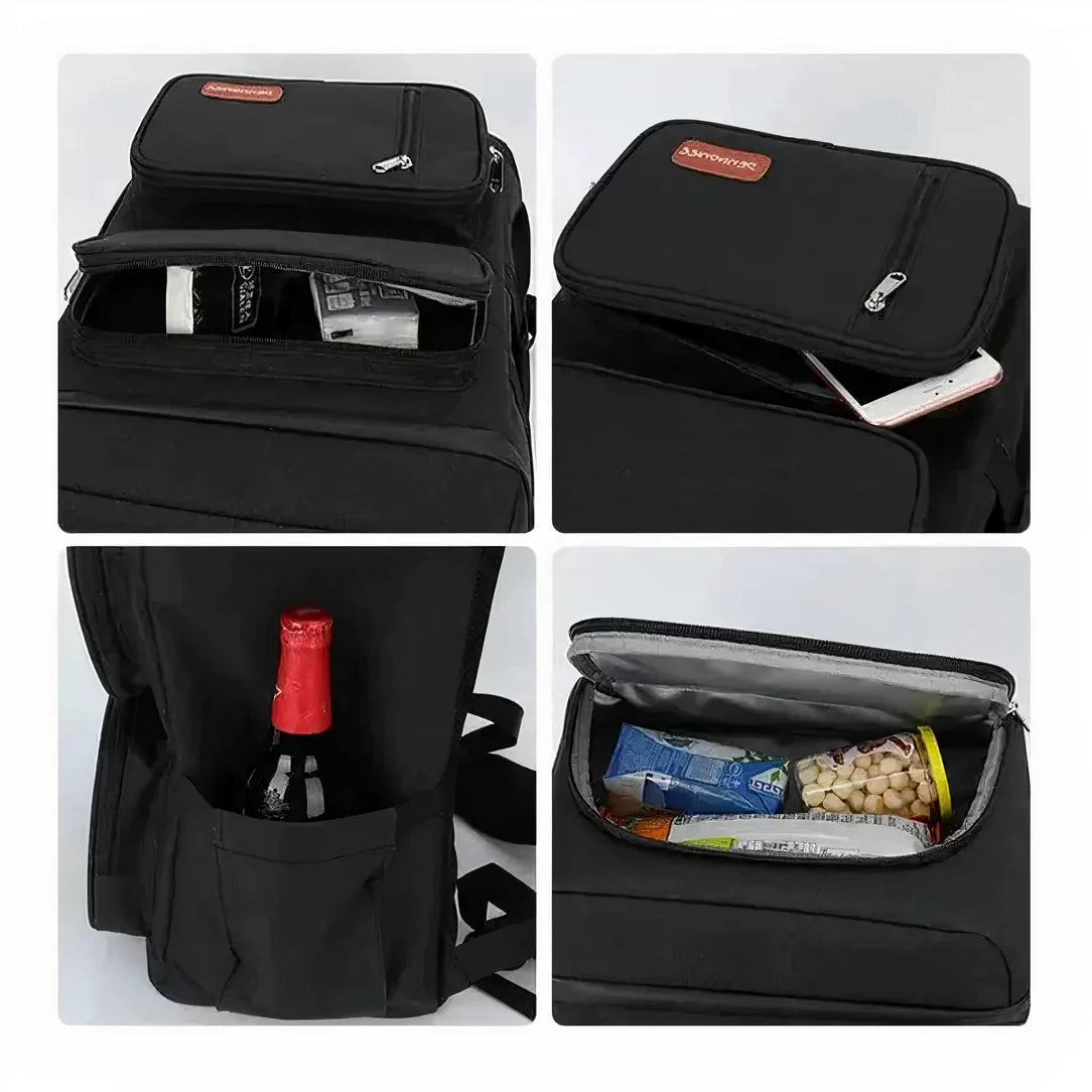 Sac à dos isotherme de travail 25L noir avec plusieurs compartiments et poches isolantes