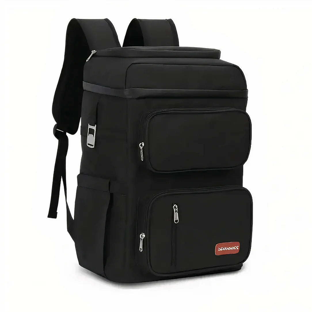 Sac à dos isotherme de travail 25L noir avec multiples poches zippées et bretelles