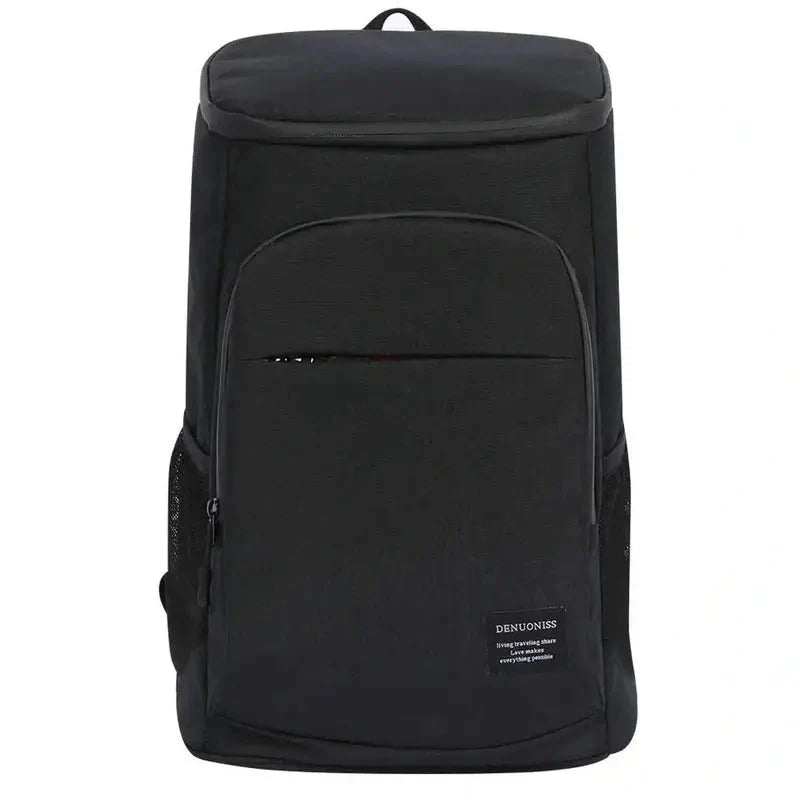 Sac à dos isotherme 30l noir rectangulaire avec poche zippée et poche latérale en mesh