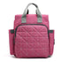 Sac à dos à langer bébé rose matelassé avec poignées et bordures grises