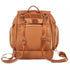 Sac à dos à langer cuir en cuir brun avec fermoirs et zips en or