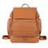 Sac à dos à langer cuir en faux cuir marron avec poche quiltée et zips dorés